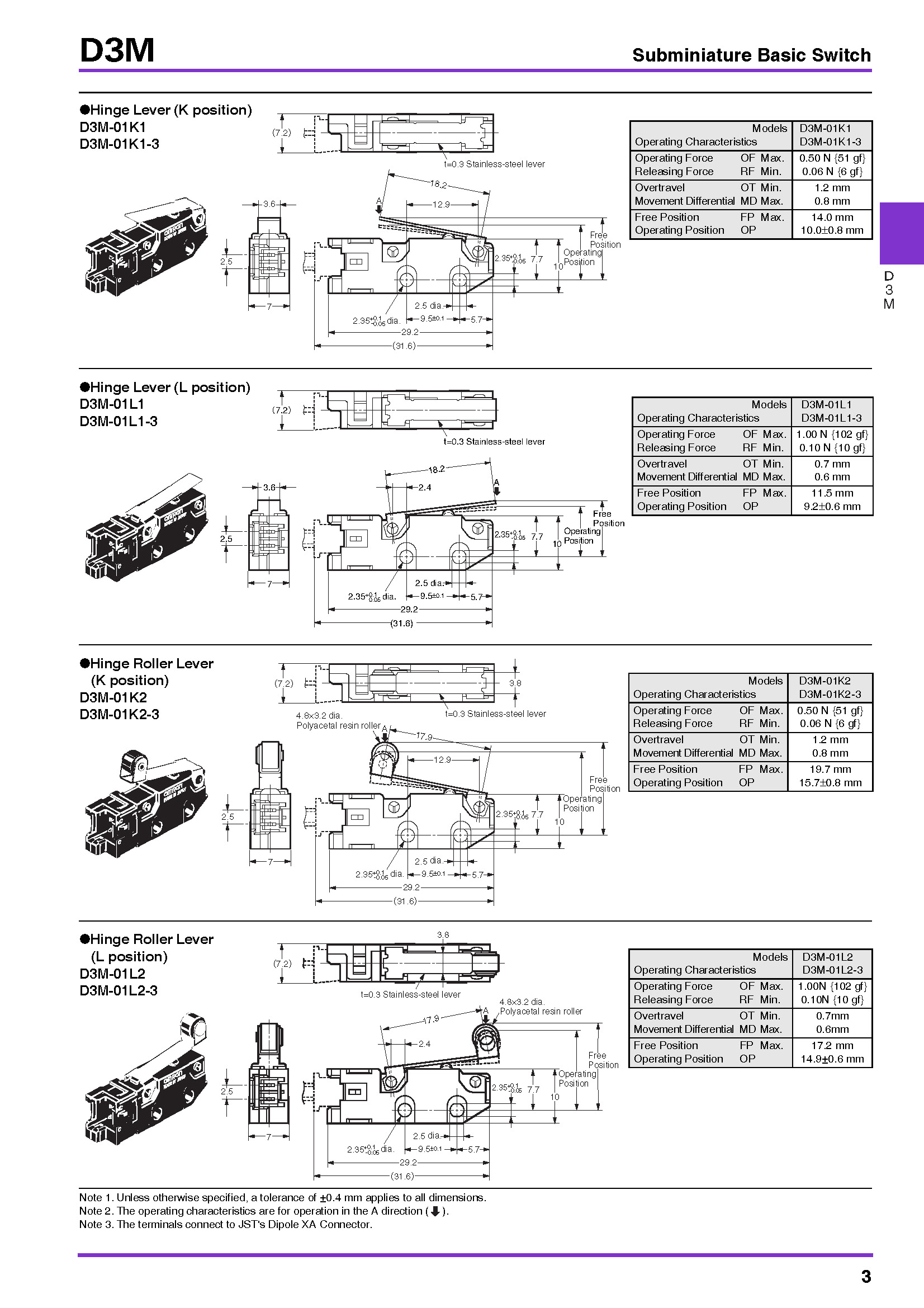 Micro Switch Omron D3M